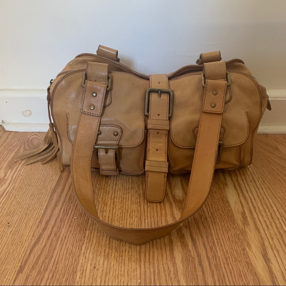 early 2000s brown alfani leather shoulder bag